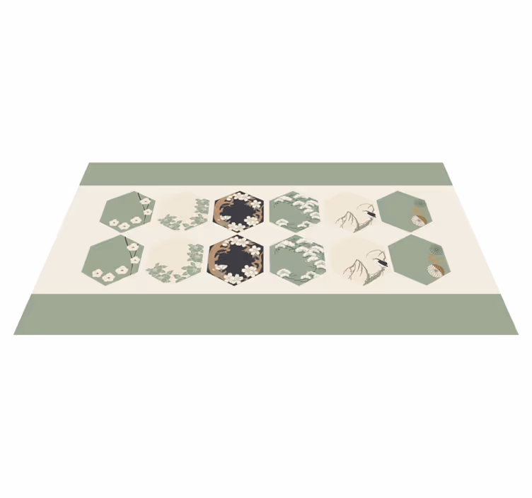 Tapis vinyle plantes hexagones floraux - TenStickers