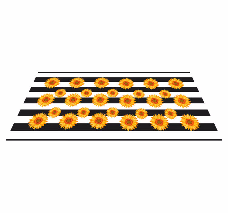 tapis vinyle chambre Tournesols et rayures - TenStickers