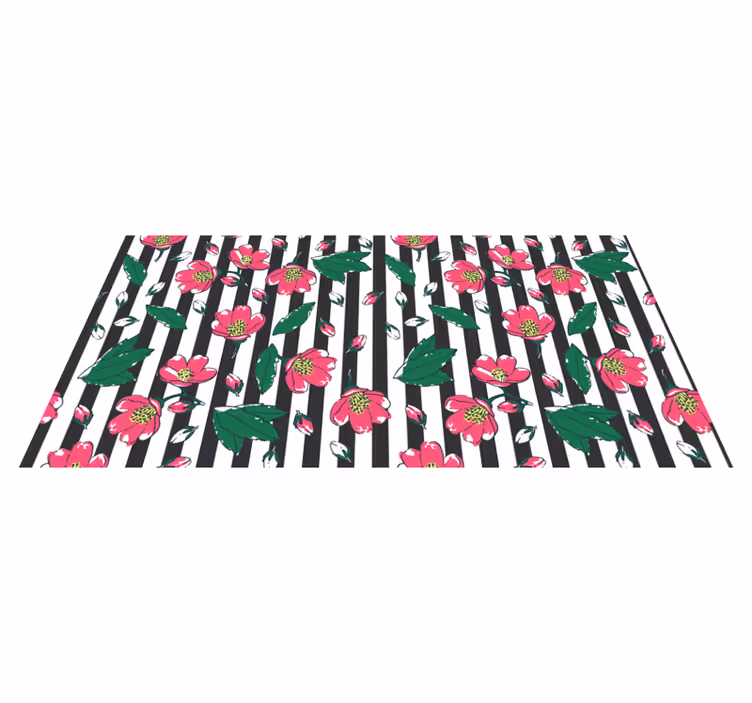 Tapis vinyle plantes motif à rayures florales - TenStickers