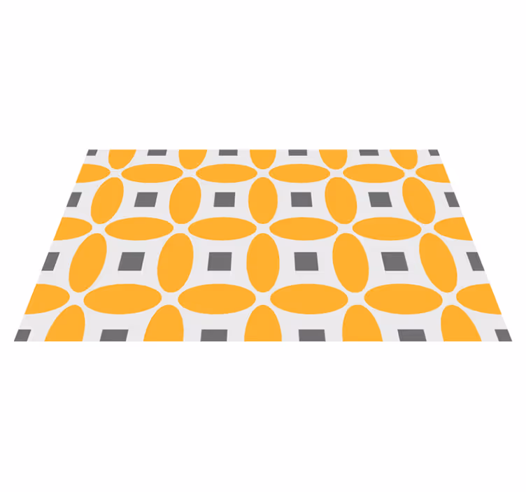 Tapis vinyle geometrique Carrelage moderne pétale orange - TenStickers
