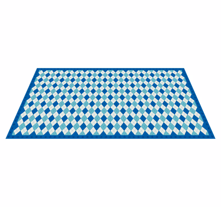 Tapis vinyle carreaux de ciment motif bleu à damiers - TenStickers