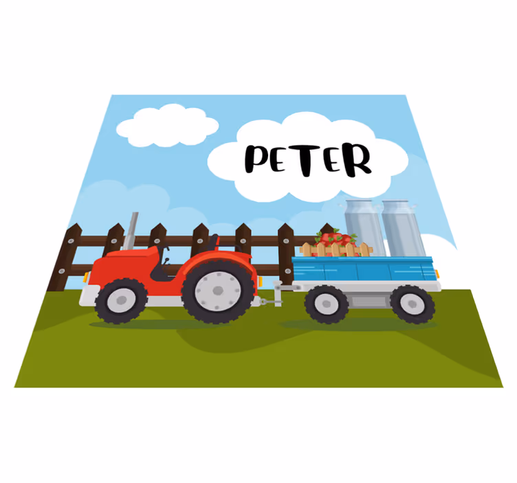 Tapis vinyle Nom personnalisé dans le tracteur   - TenStickers