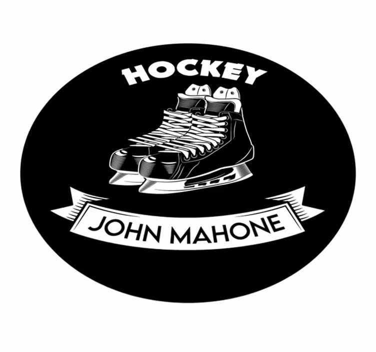 Tapis vinyle avec nom Patin de hockey sur glace - TenStickers