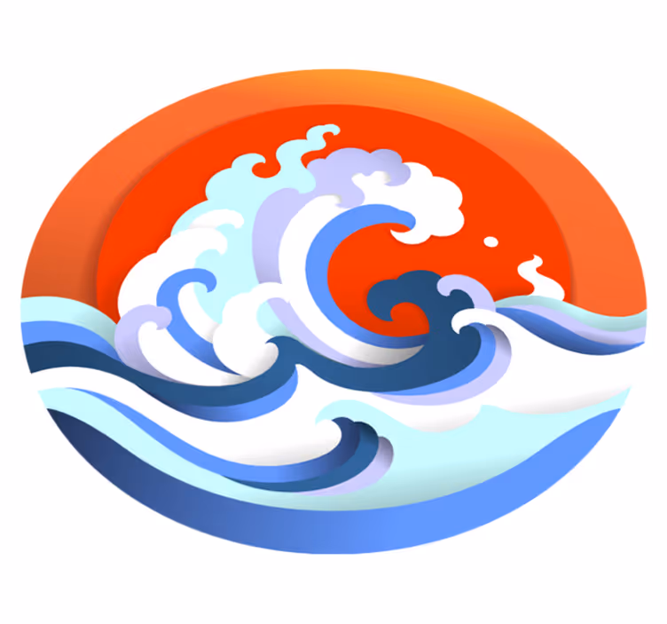 Tapis vinyle chambre Soleil et vague - TenStickers