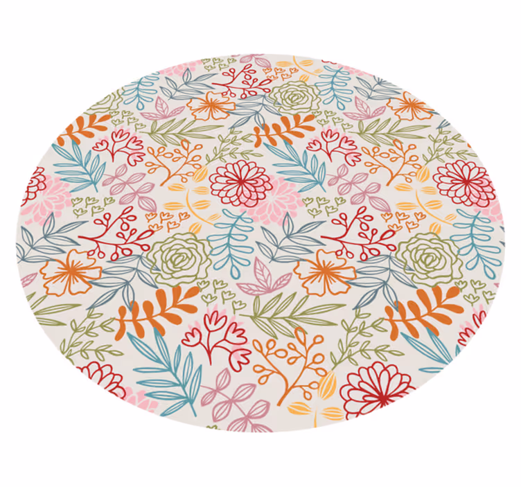 Tapis vinyle plantes palette pastel florale - TenStickers