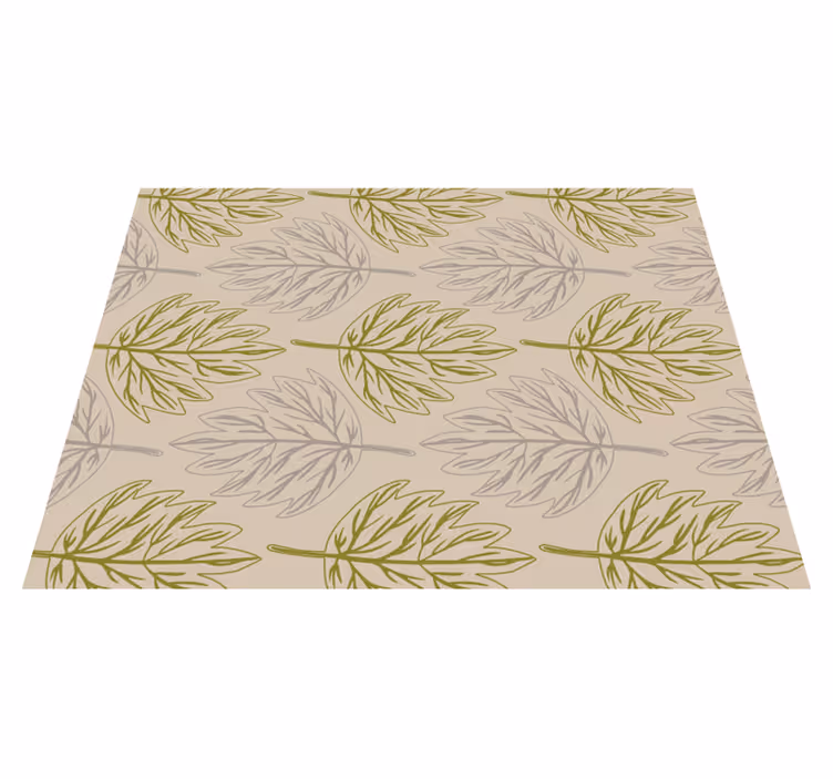 Tapis vinyle salon Feuille verte et grise - TenStickers