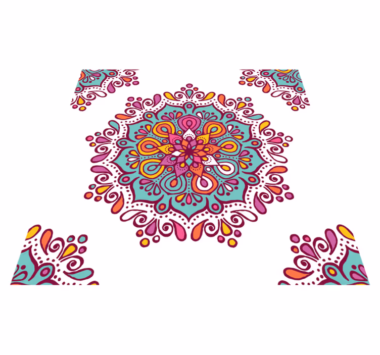 Tapis vinyle mandala motif complexe et coloré - TenStickers