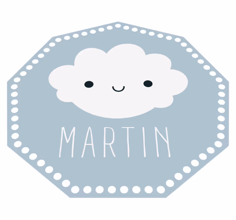 Tapis vinyle bébé nuage gris avec prénom - TenStickers