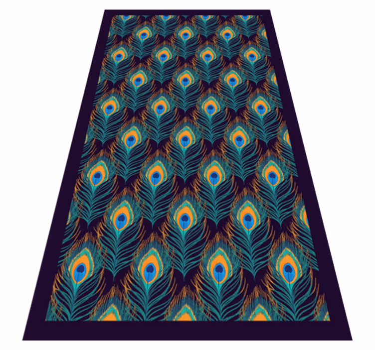 Tapis vinyle chambre motif de plumes de paon - TenStickers