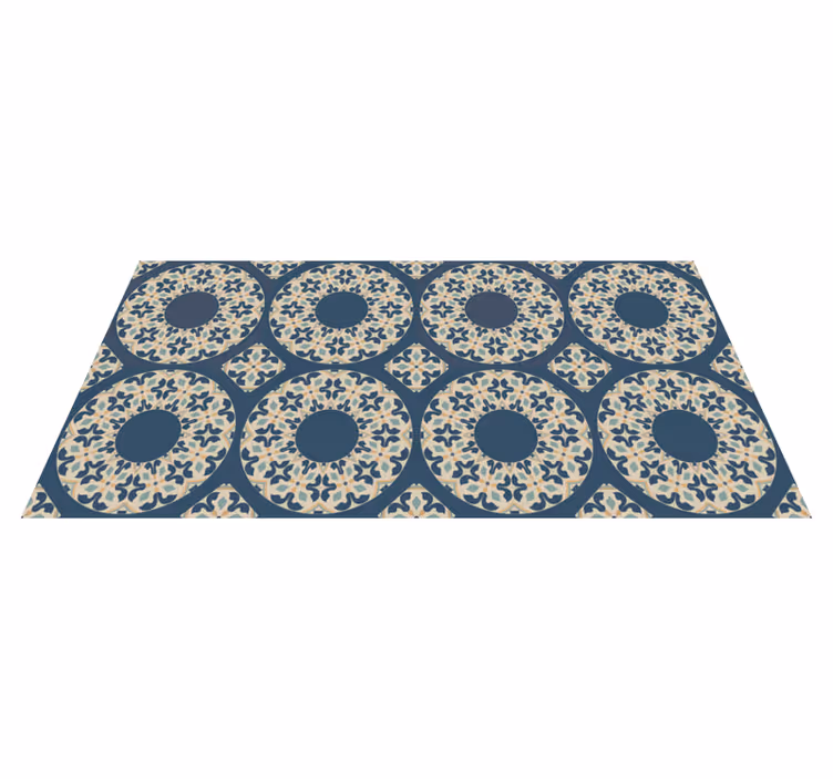 Tapis mosaique vinyle motifs circulaires bleus - TenStickers