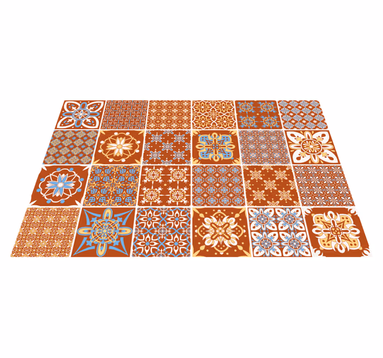 Tapis vinyle carreaux de ciment mosaïque orange - TenStickers