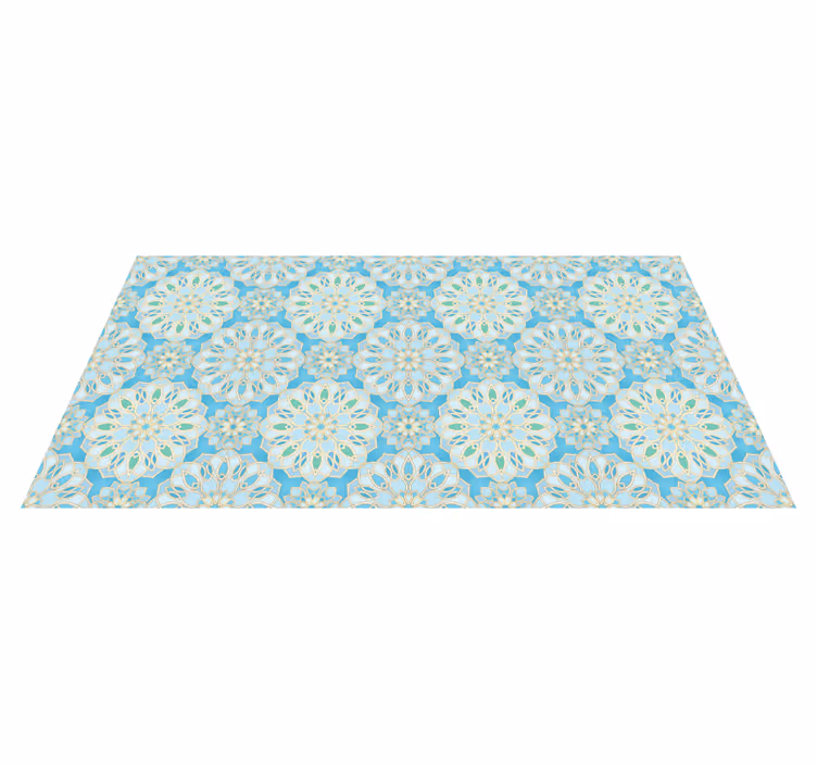 Tapis vinyle mandala éléments bleus complexes - TenStickers
