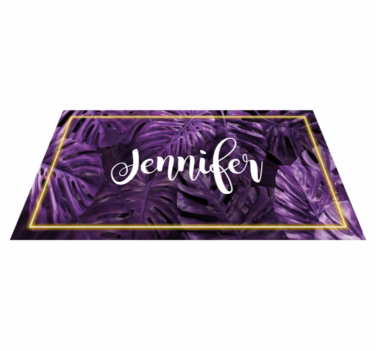 Tapis vinyle chambre monstera violet avec nom - TenStickers