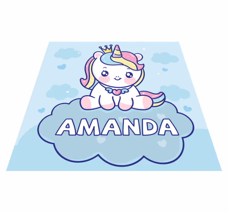 Tapis vinyle avec nom Mignon bébé licorne - TenStickers