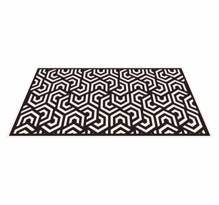 Tapis vinyle géométrique hexagones noirs et blancs - TenStickers