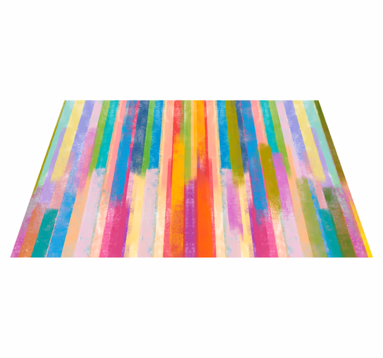 Tapis vinyle imitation parquet motifs rayés vibrants - TenStickers