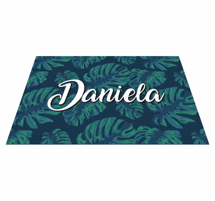 tapis vinyle salon Conception de feuilles avec nom - TenStickers