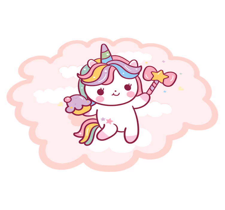 Tapis vinyle pour enfants bébé licorne avec baguette - TenStickers