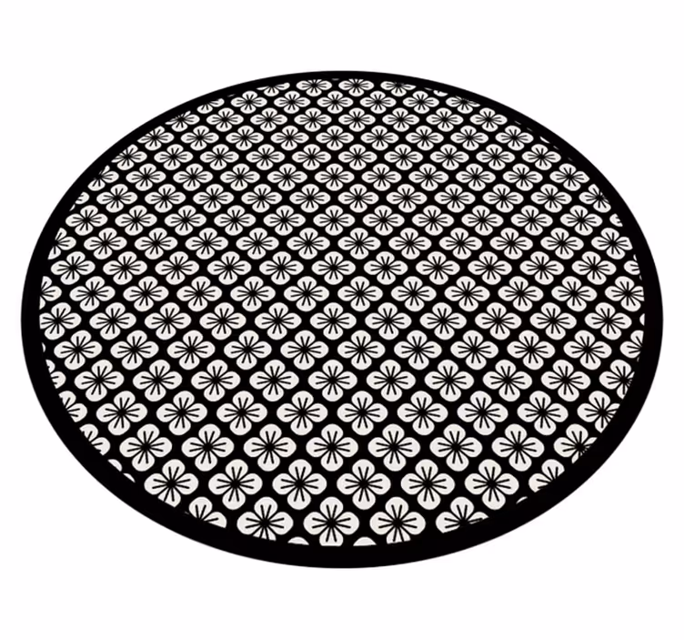 Tapis vinyle plantes motif floral noir - TenStickers
