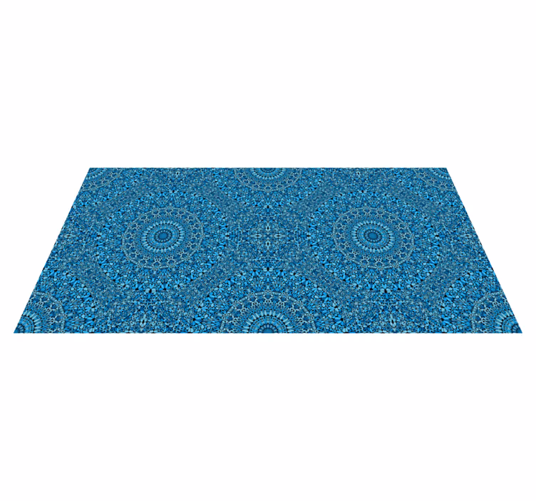 Tapis vinyle mandala motif bleu élaboré - TenStickers