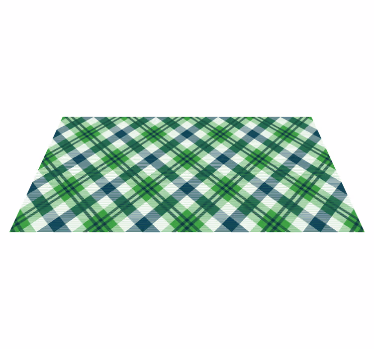 Tapis vinyle retro Tartan écossais vert et bleu - TenStickers