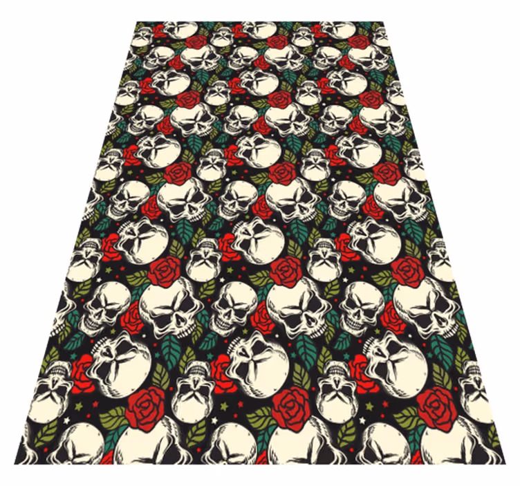 Tapis vinyle pour halloween motif crâne et rose - TenStickers