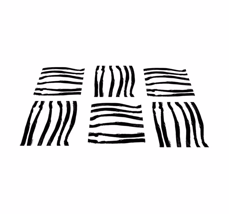 Tapis vinyle rayures lignes noires organiques - TenStickers