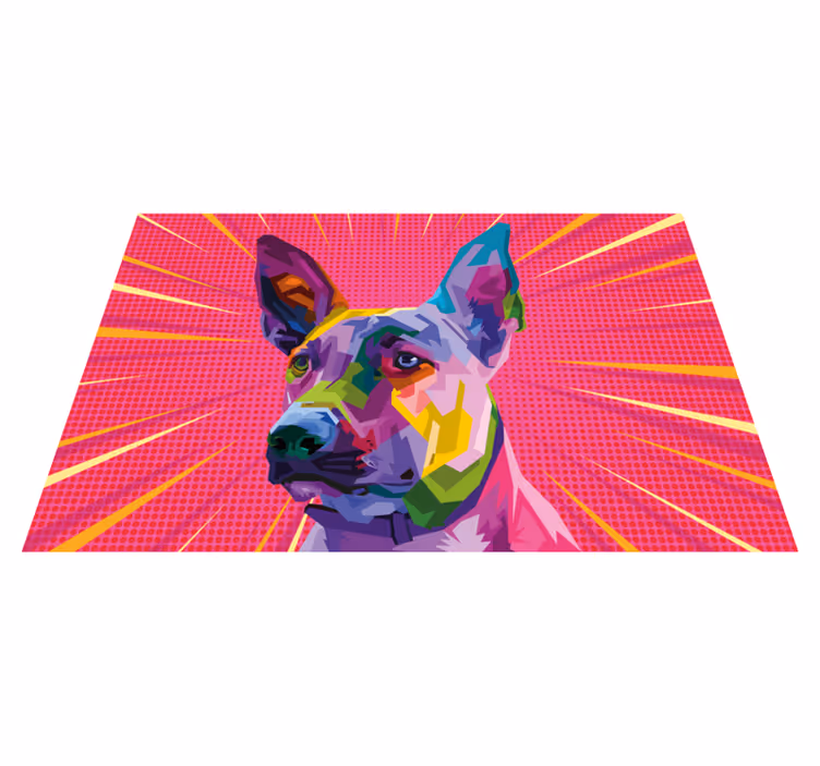 Tapis vinyle animal Chien pop art arc-en-ciel - TenStickers