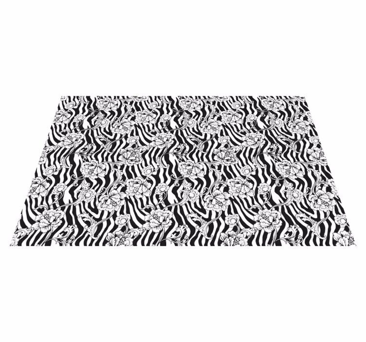 Tapis vinyle motif animal décor zèbre floral - TenStickers