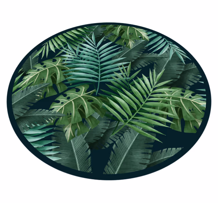 tapis vinyle chambre Feuilles vertes exotiques circulaires - TenStickers