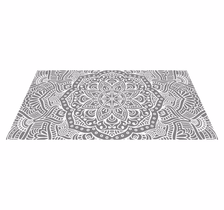 Tapis vinyle mandala motif gris orné - TenStickers