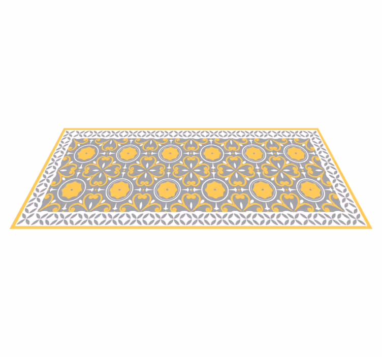 Tapis vinyle cuisine motif gris jaune - TenStickers