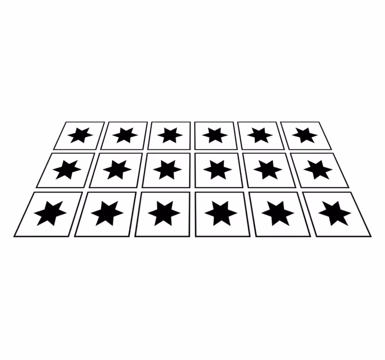 Tapis vinyle carreaux blancs avec étoile noires - TenStickers