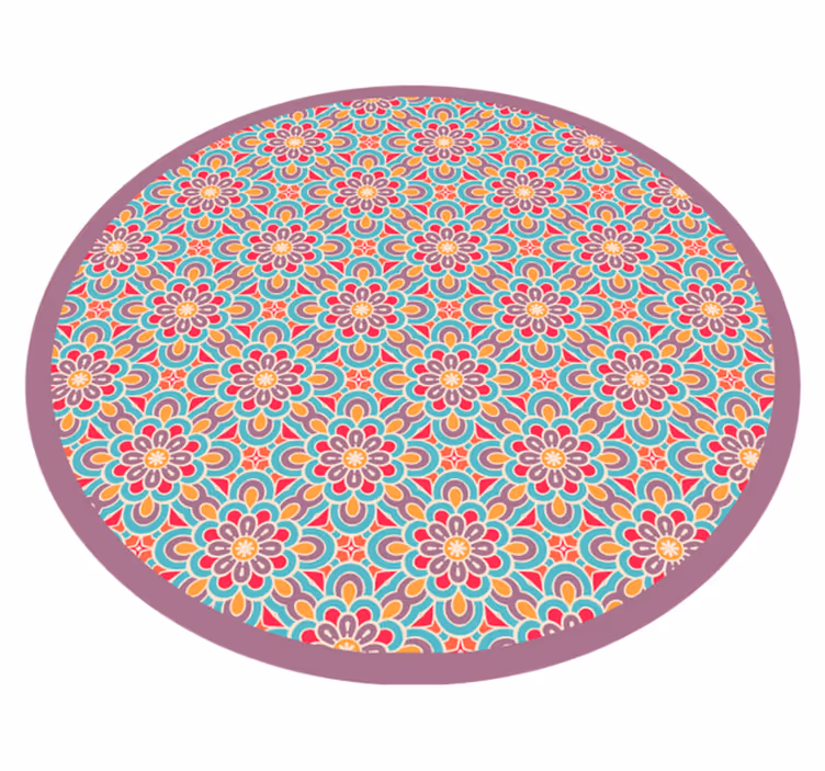 Tapis vinyle mandala motif fleurs éclatantes - TenStickers
