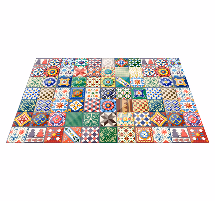 Tapis vinyle carreaux de ciment céramique mosaïque vibrante - TenStickers