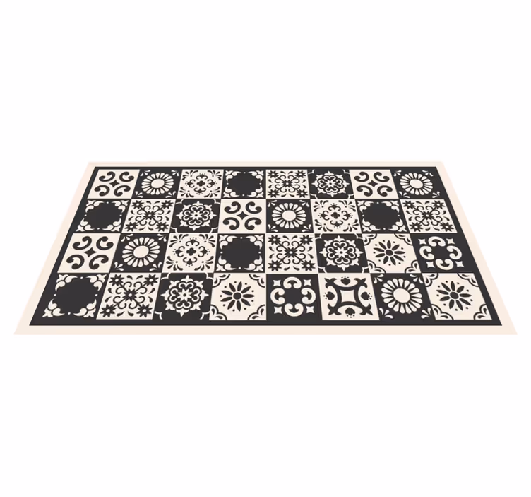 Tapis vinyle carreaux Carrelage espagnol blanc et noir - TenStickers
