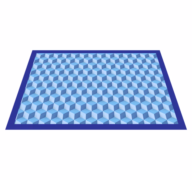 Tapis vinyle géométrique bleu cubique 3d - TenStickers