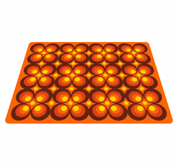 Tapis vinyle cuisine vintage cercles oranges années 70 - TenStickers