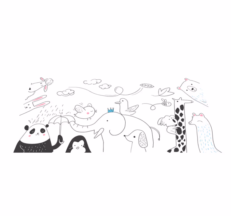 Tapis vinyle bébé amis animaux minimalistes - TenStickers