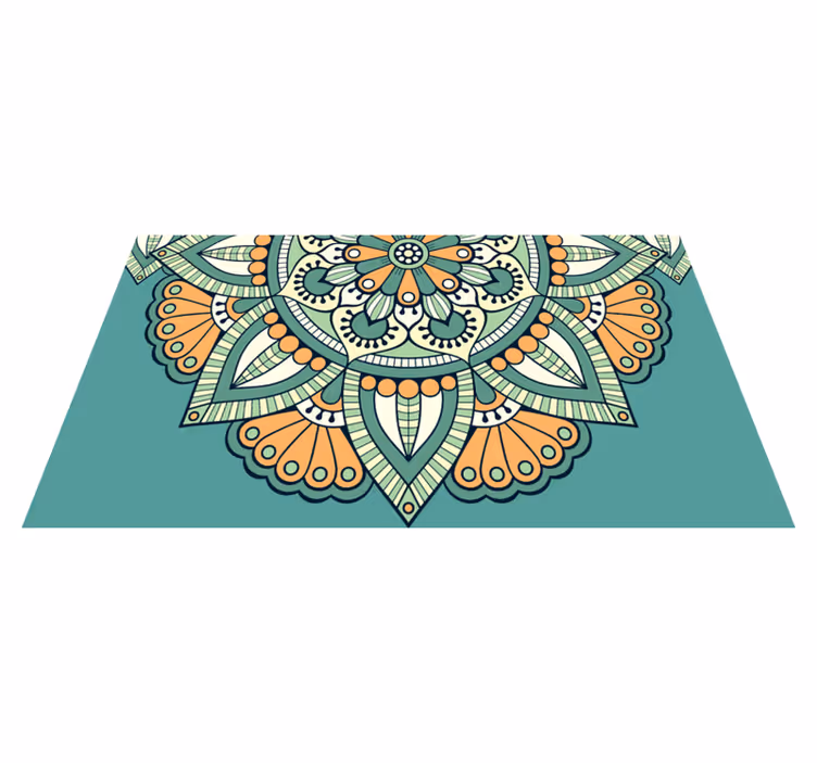 Tapis vinyle mandala motif floral mi-partie - TenStickers