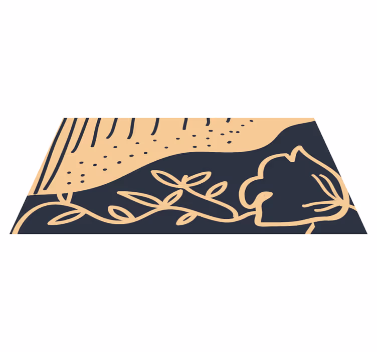 Tapis vinyle nature motif feuillu beige - TenStickers