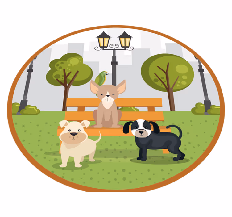 Tapis vinyle animal chiens dans le parc - TenStickers