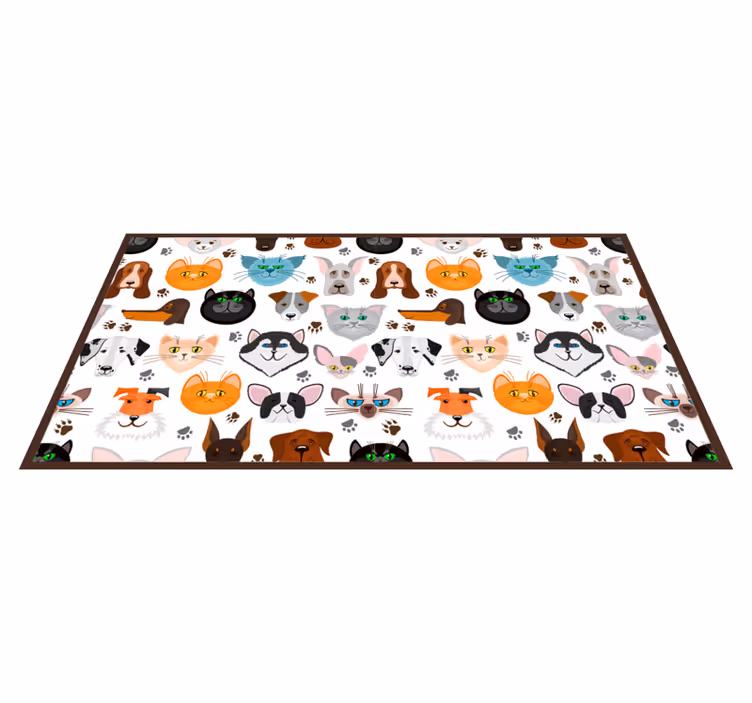 Tapis vinyle animal charmants visages de créatures - TenStickers