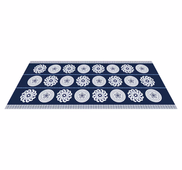 Tapis vinyle mandala motifs bleu marine - TenStickers