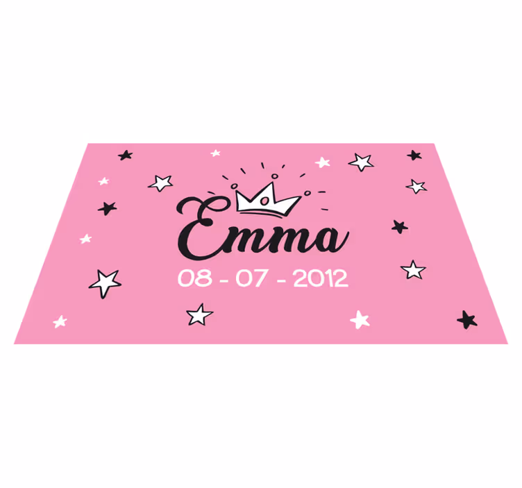 Tapis vinyle avec nom Princesse rose bébé avec nom - TenStickers