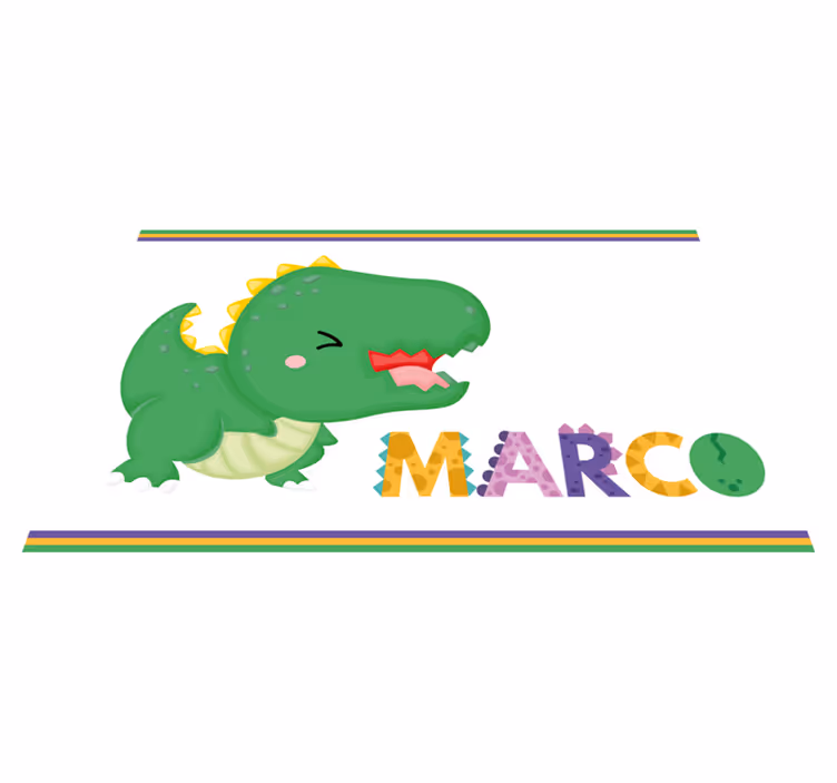 Tapis vinyle personnalisé bébé t-rex avec nom - TenStickers