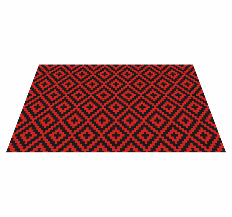 Tapis vinyle salle à manger géométrie à motifs rouges - TenStickers