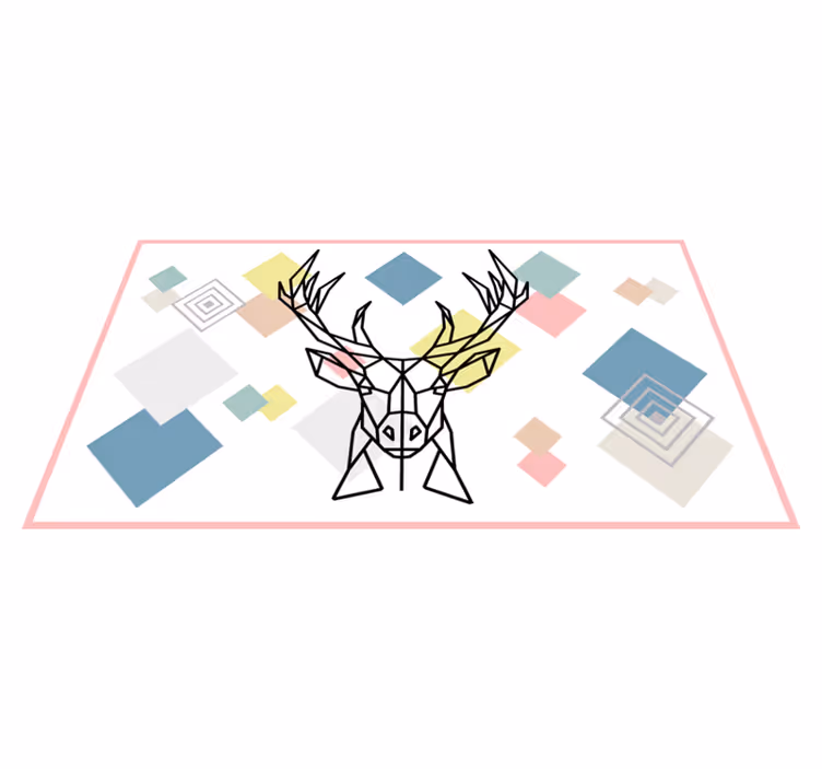 Tapis vinyle géométrique cerf en origami - TenStickers