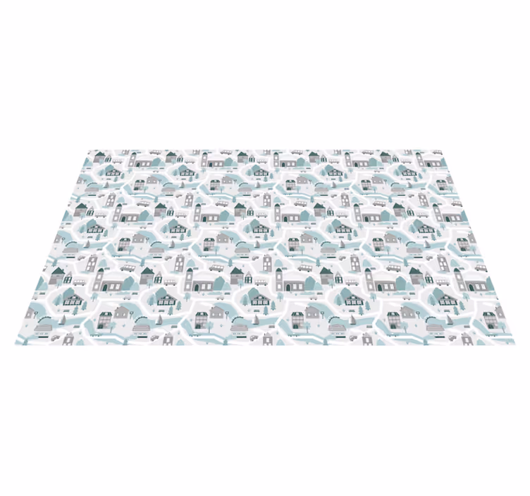 Tapis vinyle route charmante scène de village - TenStickers