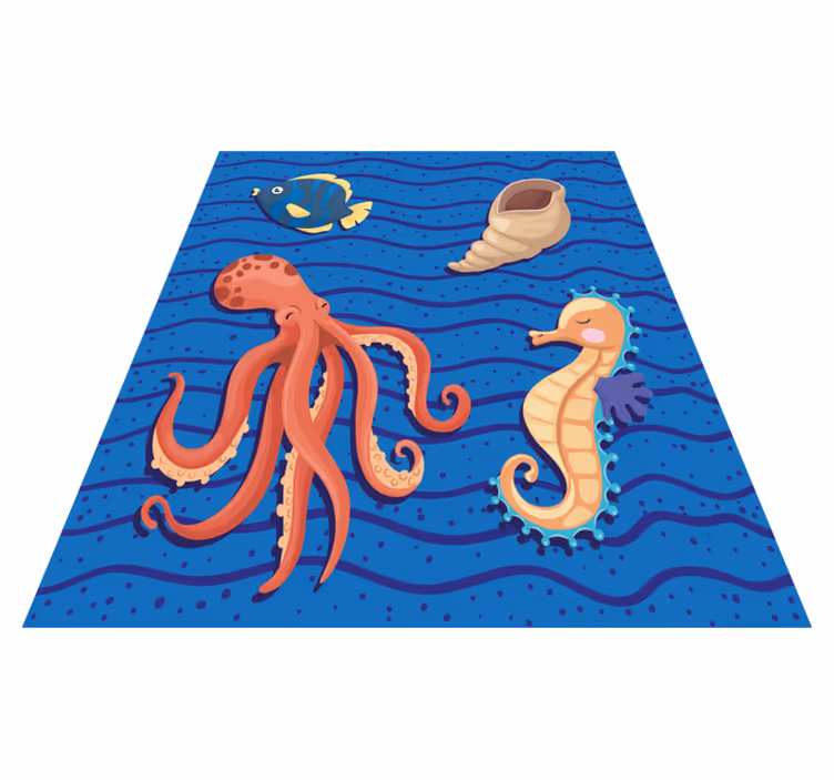 Tapis vinyle pour enfants temps de jeu des animaux marins - TenStickers